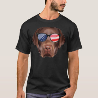 Funny Chocolate Labrador American Flagga T Shirt