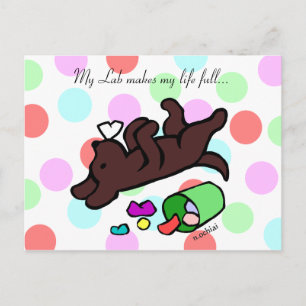 Funny Chocolate Labrador Tecknad Polka Dot Vykort