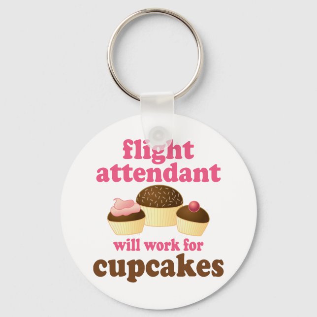 Funny Chocolate Muffinss Flight Attendant Nyckelring (Framsida)
