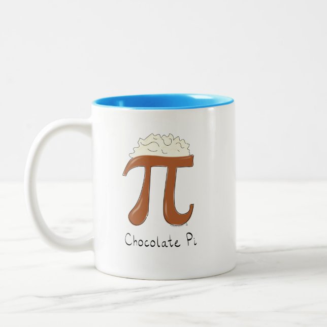 Funny Chocolate Pi Symbol Math Teacher Två-Tonad Mugg (Vänster)