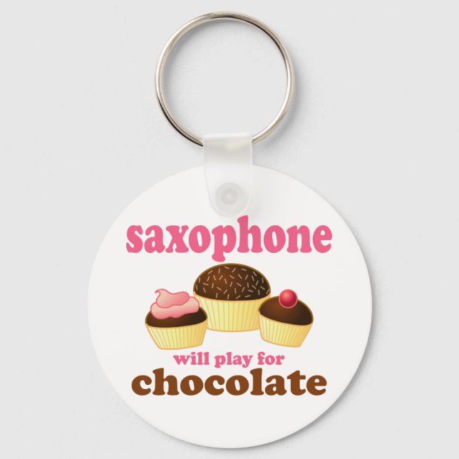 Funny Chocolate Saxophone Nyckelring (Framsida)