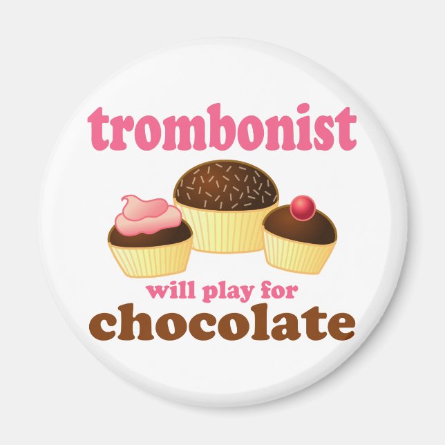 Funny Chocolate Trombonist Gift Magnet (Framsidan)