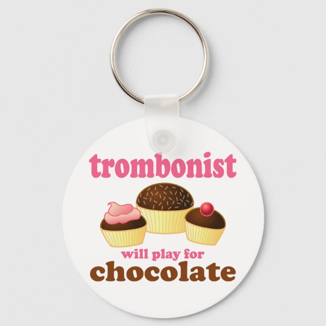 Funny Chocolate Trombonist Gift Nyckelring (Framsida)