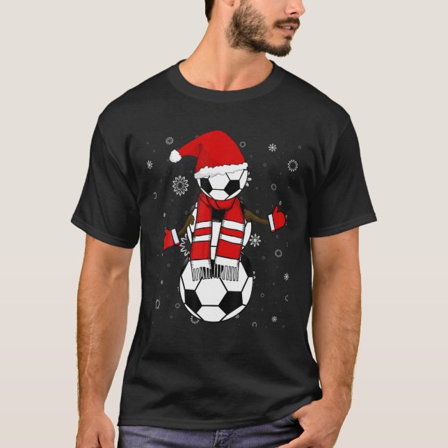 FUNNY CHRISMAS FOOTBALL SOCCER SANTA SNÖGUBBE GIFT T SHIRT (Framsida)