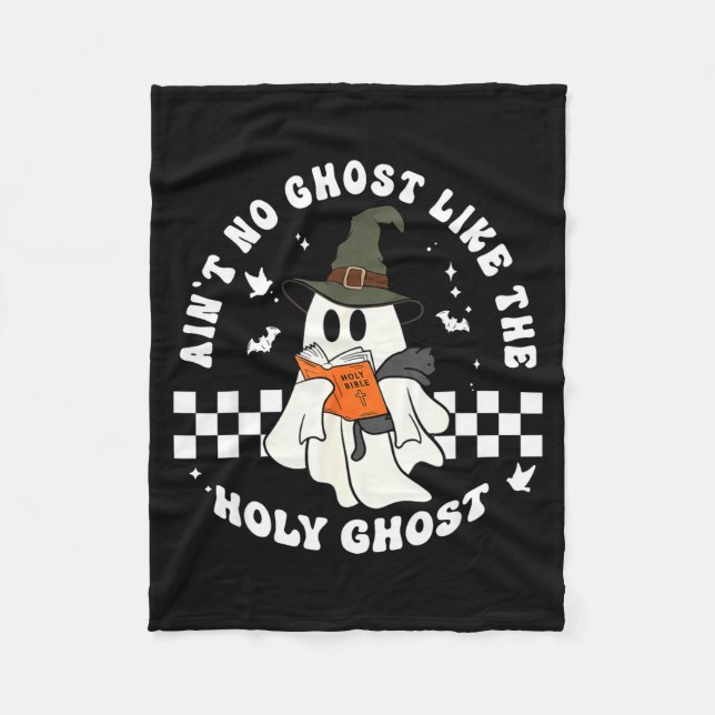 Funny Christian Ghost With Bible Retro Catholic Cu Fleecefilt (Framsidan)