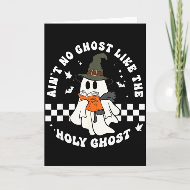 Funny Christian Ghost With Bible Retro Catholic Cu Kort (Framsida)