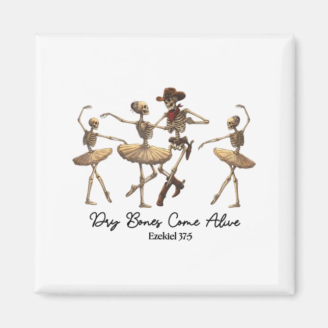 Funny Christian Halloween Ballet Cowboy Skeleton P Magnet (Framsidan)