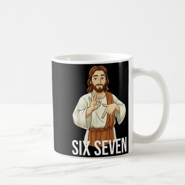 Funny Christian Jesus Six Seven 67 Faith Humor Chr Kaffemugg (Höger)