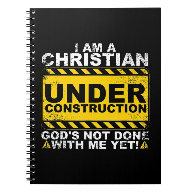 Funny Christian under Construction Gift Catholik M Anteckningsbok (Framsidan)