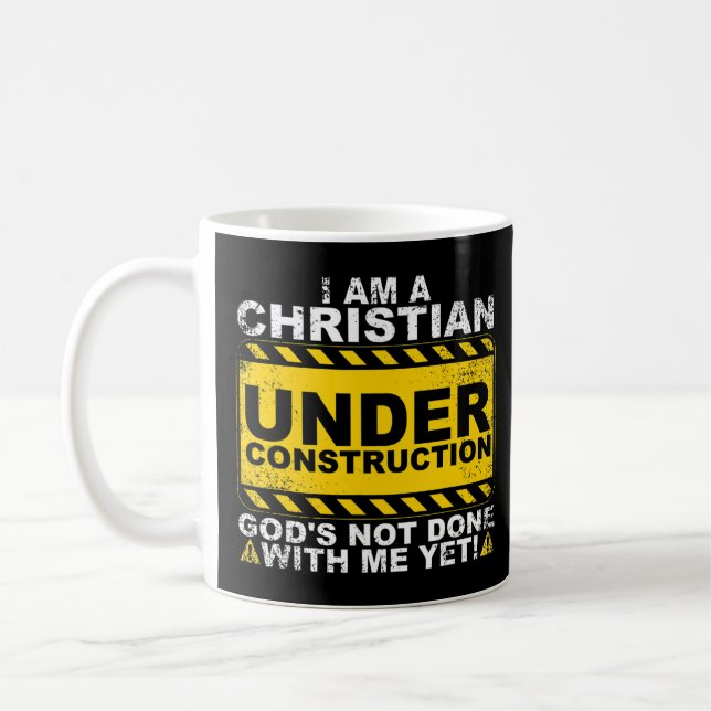 Funny Christian under Construction Gift Catholik M Kaffemugg (Vänster)