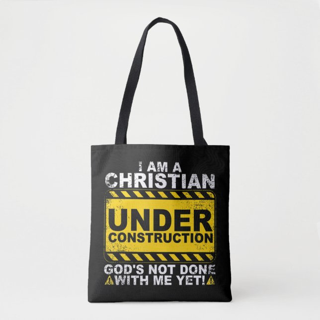 Funny Christian under Construction Gift Catholik M Tygkasse (Framsida)
