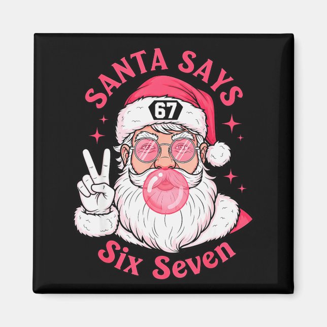 Funny Christmas 67 Meme Brain Rot Santa Claus Xmas Magnet (Framsidan)