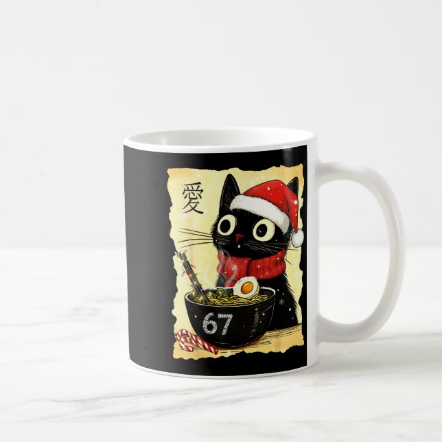 Funny Christmas 67 Six Seven Cat Ramen Japanese Ka Kaffemugg (Höger)