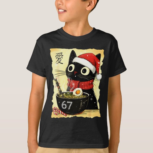 Funny Christmas 67 Six Seven Cat Ramen Japanese Ka T Shirt (Framsida)
