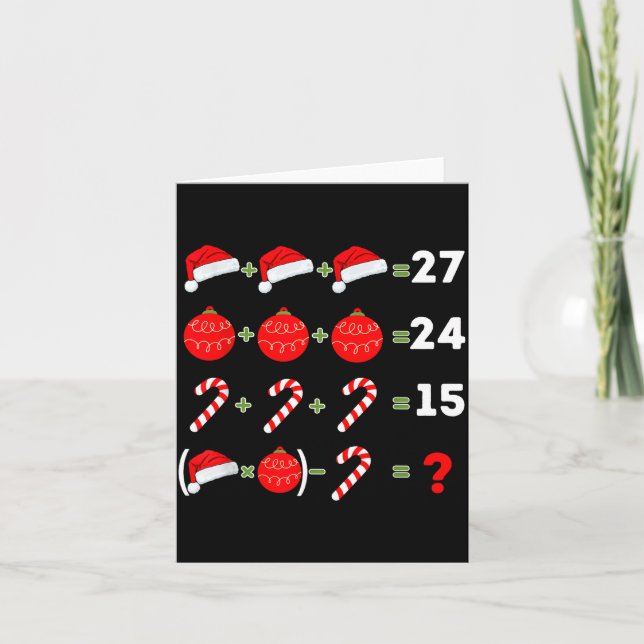 Funny Christmas 6 7 Puzzle Santa Hat Ornament Cand Kort (Framsida)