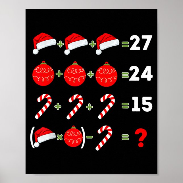 Funny Christmas 6 7 Puzzle Santa Hat Ornament Cand Poster (Framsidan)