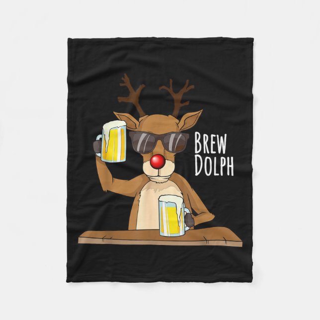 Funny Christmas Alcohol Shirt. Brew Dolph Beer Dri Fleecefilt (Framsidan)