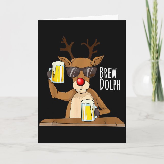 Funny Christmas Alcohol Shirt. Brew Dolph Beer Dri Kort (Framsida)