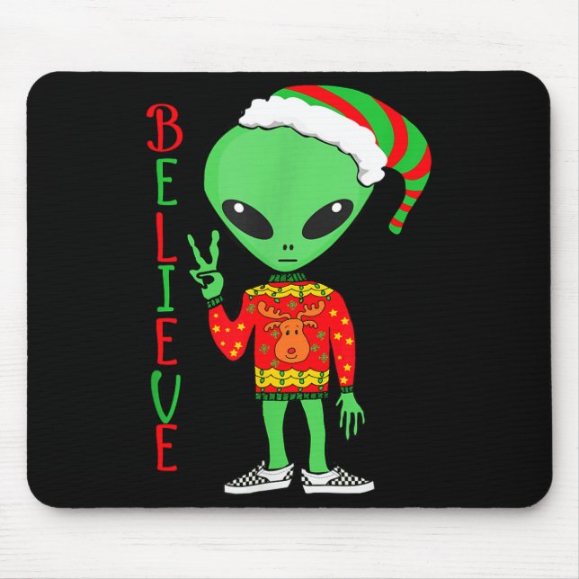 Funny Christmas Alien Ugly Sweater I Believe Santa Musmatta (Framsidan)