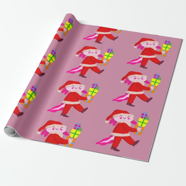 funny christmas axolotl santa claus presentpapper (Utrullad)