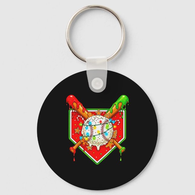 Funny Christmas Baseball Ice Cream Drip Men Women  Nyckelring (Framsida)