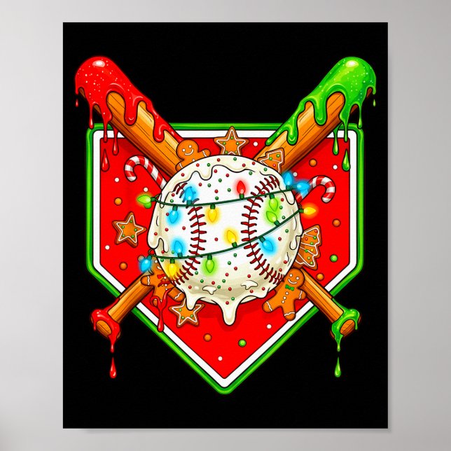 Funny Christmas Baseball Ice Cream Drip Men Women  Poster (Framsidan)