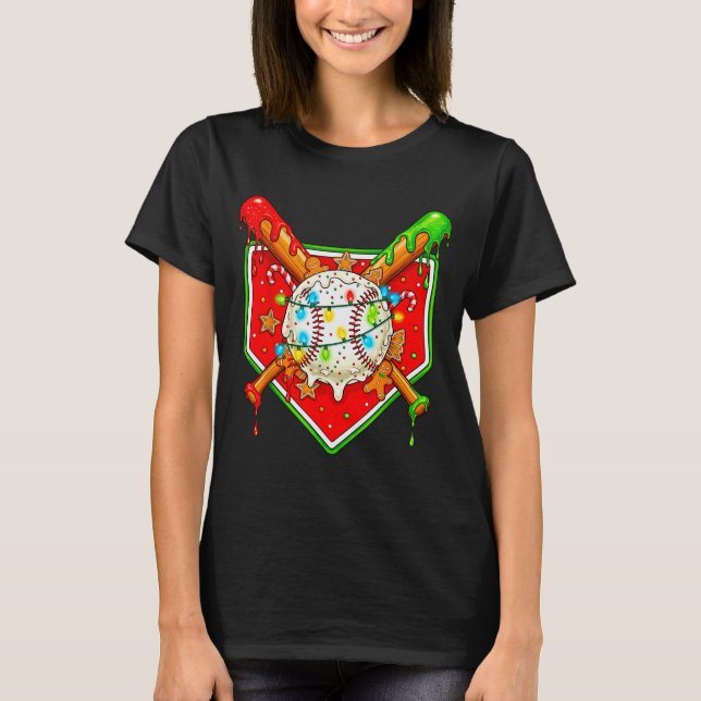 Funny Christmas Baseball Ice Cream Drip Men Women  T Shirt (Framsida)
