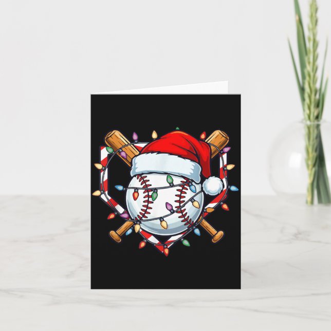 Funny Christmas Baseball Santa Hat For Baseball Pl Kort (Framsida)
