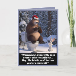 Funny Christmas bear and rabbit card Kort
