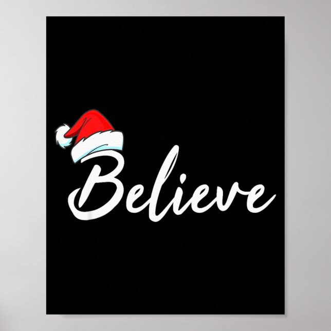 Funny Christmas Believe Santa Pajama Outfit Men &a Poster (Framsidan)