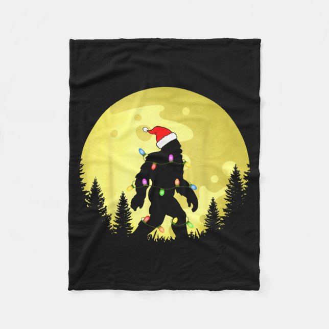 Funny Christmas Bigfoot Santa Hat Moon Sasquatch M Fleecefilt (Framsidan)