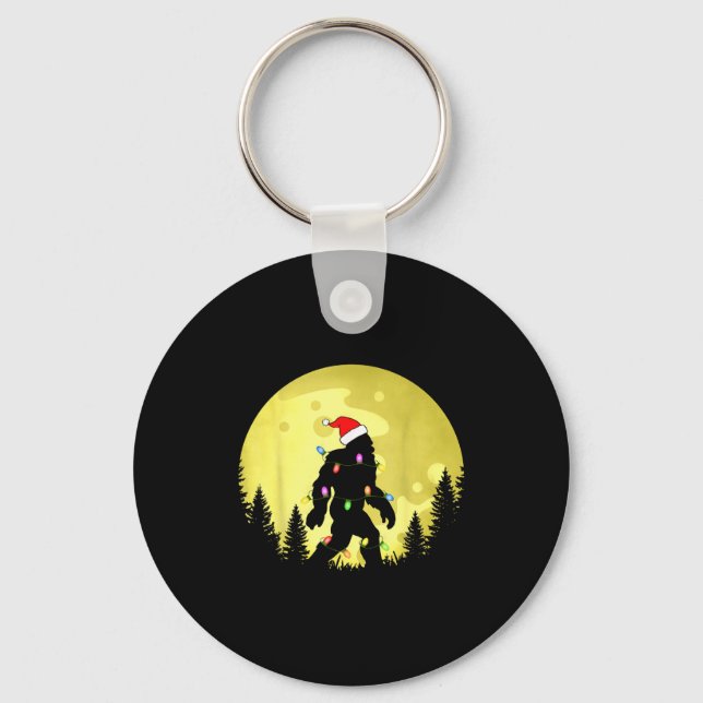 Funny Christmas Bigfoot Santa Hat Moon Sasquatch M Nyckelring (Framsida)