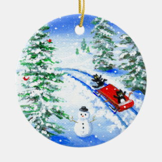 Funny Christmas Black Cat Art Creationarts Julgransprydnad Keramik