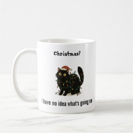 Funny Christmas Black Cat Lights Mug Kaffemugg
