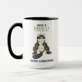 Funny Christmas Black Cat Simple Winter Humor Mugg