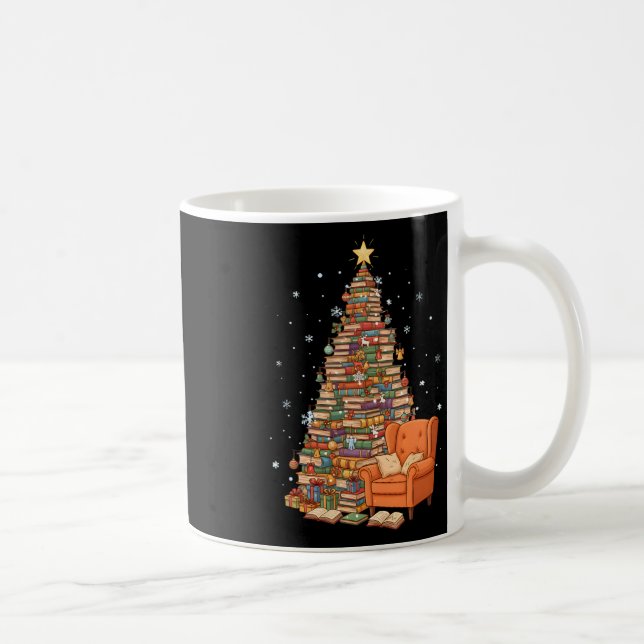 Funny Christmas Books Tree Book Lover Teacher Libr Kaffemugg (Höger)