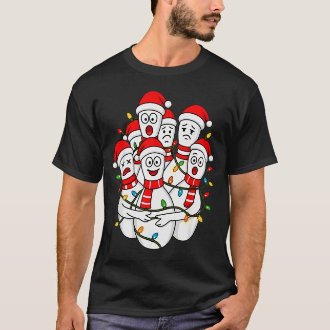 Funny Christmas Bowling Santa Bowling Ns Team Men  T Shirt (Framsida)