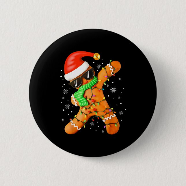 Funny Christmas Boys Kids Dabbing Gingerbread Xmas Knapp (Framsida)