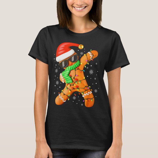 Funny Christmas Boys Kids Dabbing Gingerbread Xmas T Shirt (Framsida)