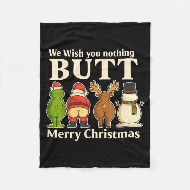 Funny Christmas Butt - We Wish You Merry Xmas  Fleecefilt (Framsidan)