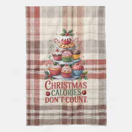 Funny Christmas Calories Don't Count Kitchen Towel Kökshandduk