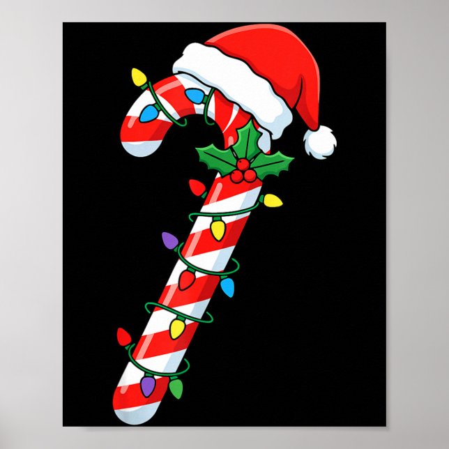 Funny Christmas Candy Canes Santa Xmas Kids Men Wo Poster (Framsidan)