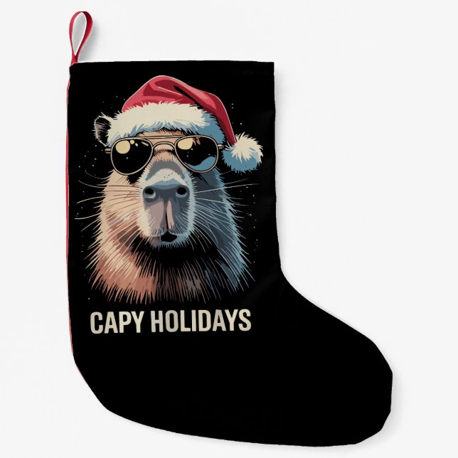 Funny Christmas Capy Holidays Xmas Capybara  Liten Julstrumpa (Framsidan)