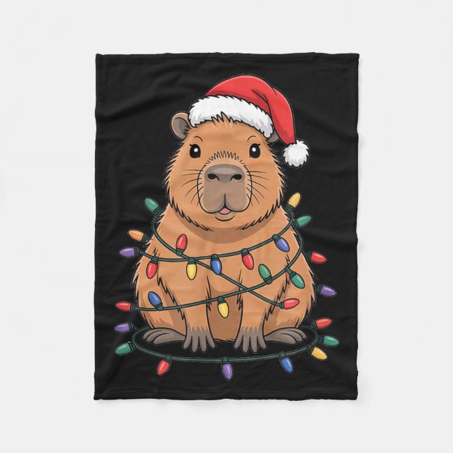 Funny Christmas Capybara Cute Cartoon Desing  Fleecefilt (Framsidan)