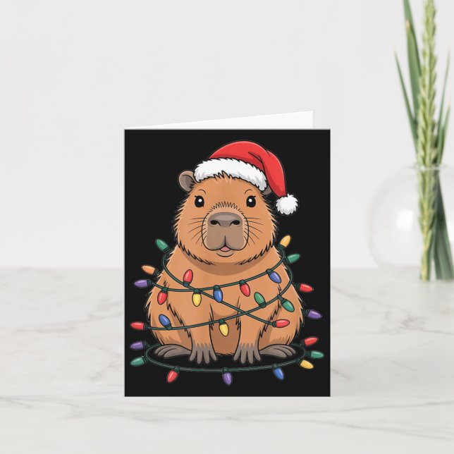 Funny Christmas Capybara Cute Cartoon Desing  Kort (Framsida)