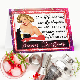 Funny Christmas Card Best Friend "NYE Resolutions" Tack Kort