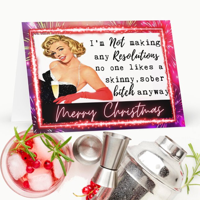 Funny Christmas Card Best Friend "NYE Resolutions" Tack Kort (Skapare uppladdad)