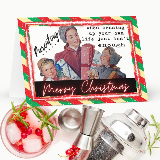 Funny Christmas Card Best Friend "Parenting" Tack Kort (Skapare uppladdad)