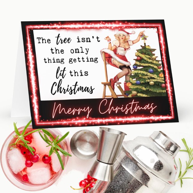 Funny Christmas Card Best Friend "Tree Lit" Tack Kort (Skapare uppladdad)