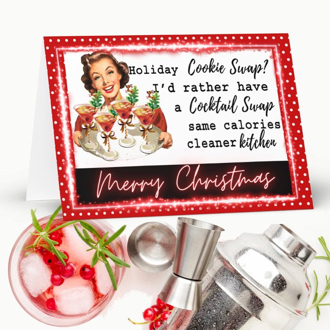 Funny Christmas Card Retro Best Friend Cookie Swap Kort (Skapare uppladdad)